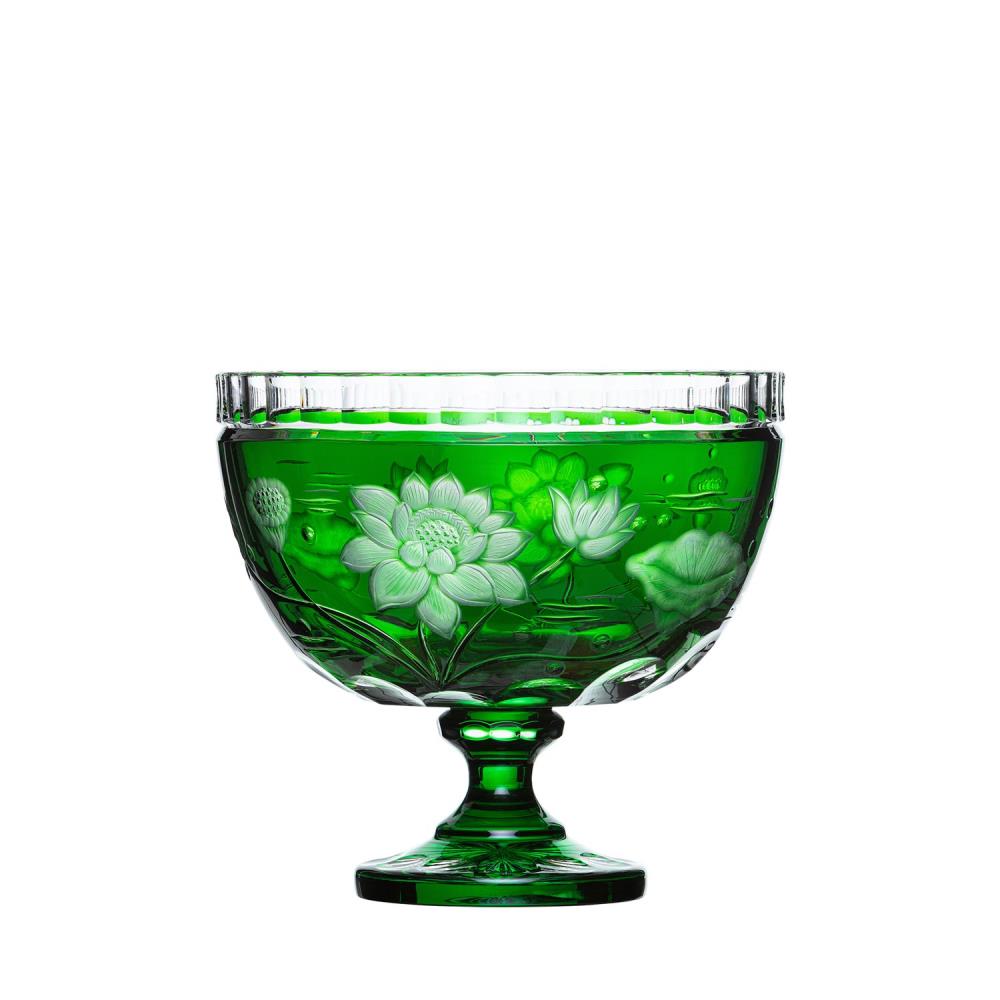 Schale Kristall Lotus smaragd (30 cm)