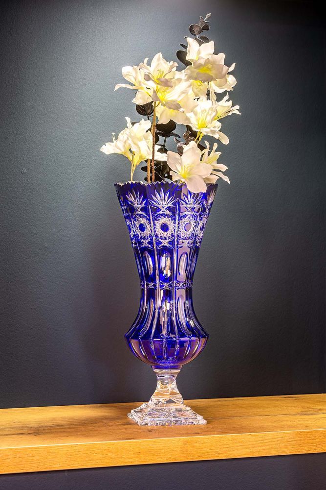 Vase Kristall Dresden kobalt (42 cm)