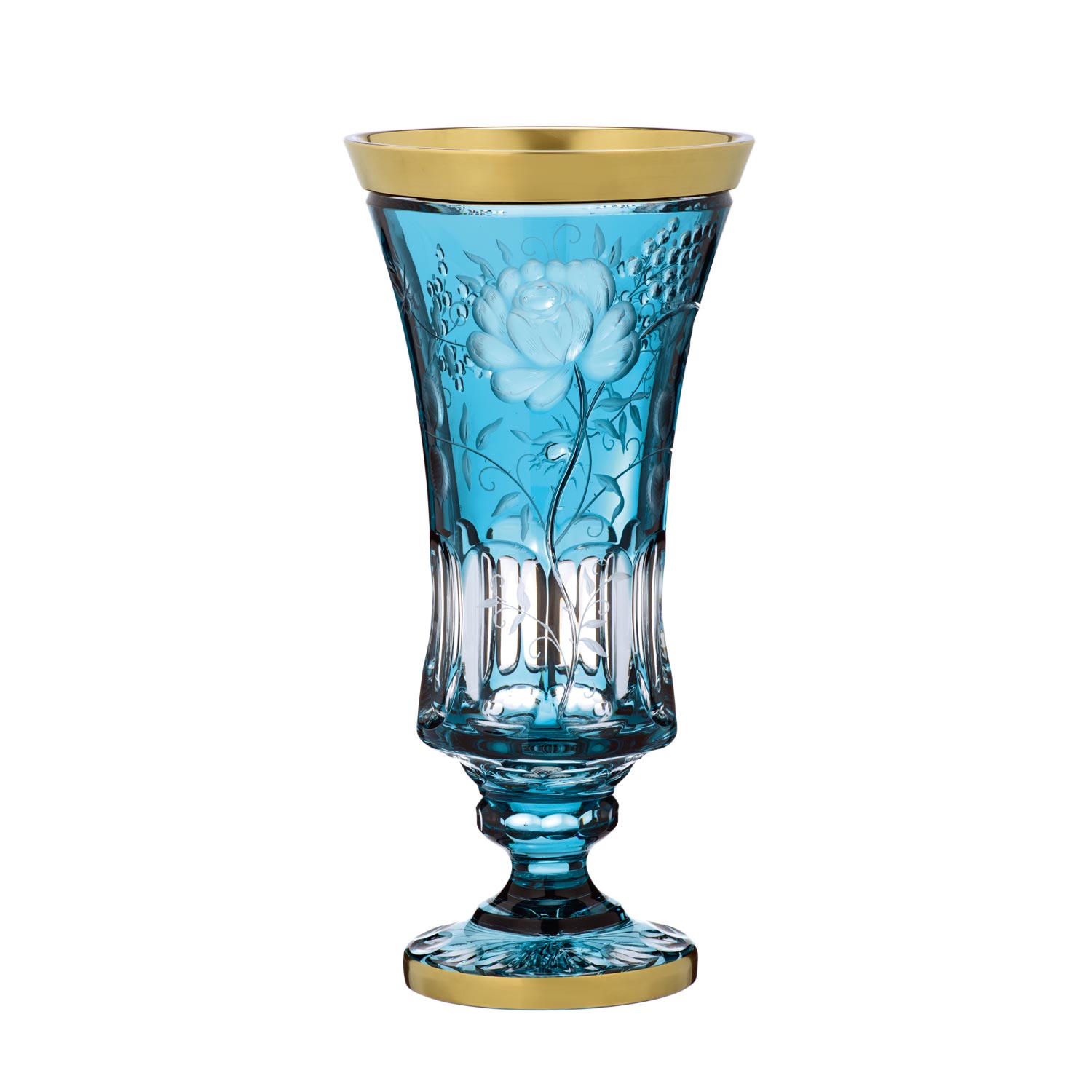 Vase Kristall Primerose Gold azur (43 cm)